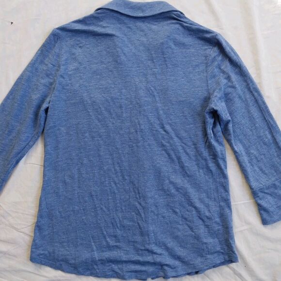 J.McLaughlin Brynn 3/4 Sleeve Shirt Henley Blue Linen Blend Women's Size Small - Picture 11 of 12